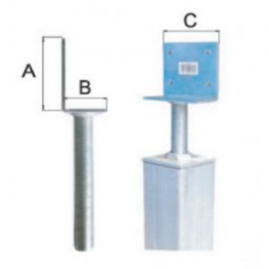 L Shaped Post Plate with M30 Threaded Rod