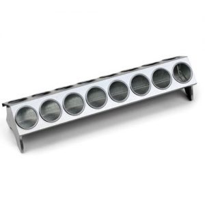 Galvanised Feed Trough with Holes Chicks - 24 Hole