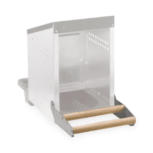 Nesting Box Metal & Plastic Inside - Wooden Perch - Single Hole