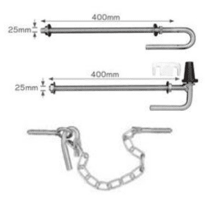 Max Post Gate Set 400x32mm - Zinc