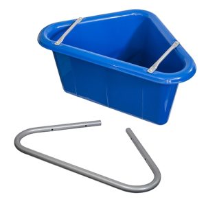 Plastic Corner Feed Tub with Bracket - Blue