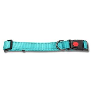 Dog Collar Webbing Reflective Strips 38-65cm Aqua