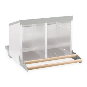 Nesting Box Metal & Plastic Inside - Wooden Perch - Double Hole