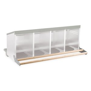 Nesting Box Metal & Plastic Inside - Wooden Perch - Four Hole