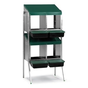 Nesting Box Metal Rollaway Battery - 4 Hole - Double Row, Single Sided with Legs