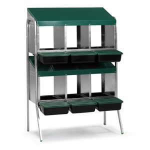 Nesting Box Metal Rollaway Battery - 6 Hole - Double Row, Single Sided with Legs