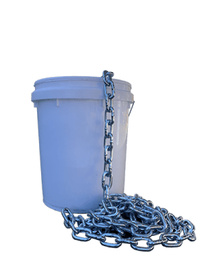 8mm Commercial Chain, Medium Link, Zn Coated (38.90m/bucket)