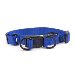 Nylon Double Ring Dog Collar Premium - Medium Blue