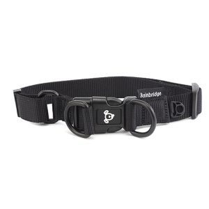 Nylon Double Ring Dog Collar Premium - Medium Black