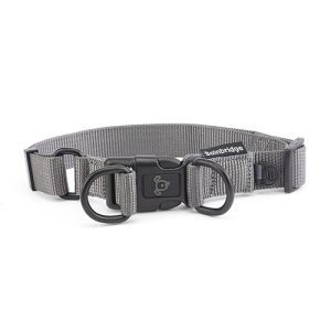 Nylon Double Ring Dog Collar Premium - Large Grey