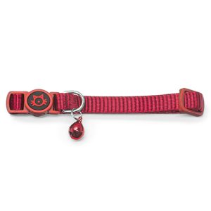 Nylon Cat Collar with Safety Buckle Red