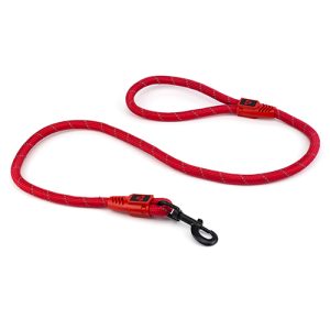 Reflective Rope Dog Lead with Rope Clip (13mm x 120cm) Red
