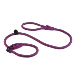 Reflective Rope Dog Lead Slip and Stopper (13mm x 120cm) Purple