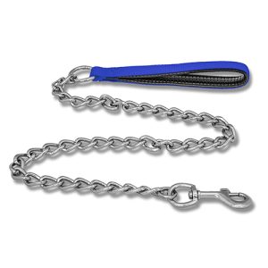 Dog Chain Lead with Padded Handle - 4mm Blue
