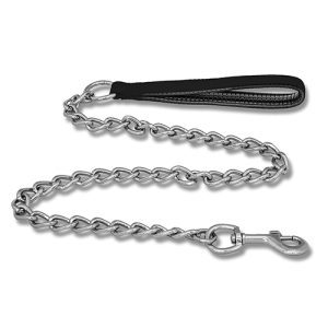 Dog Chain Lead with Padded Handle - 4mm Black