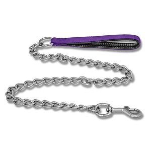 Dog Chain Lead with Padded Handle - 4mm Purple