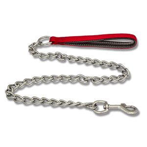 Dog Chain Lead with Padded Handle - 4mm Red
