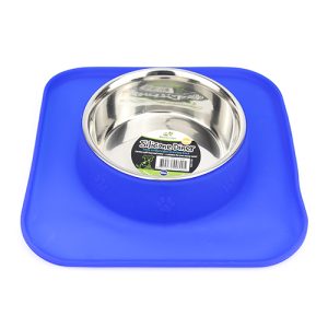 Stainless Steel Bowl with Silicon Diner Mat 540ml - Blue