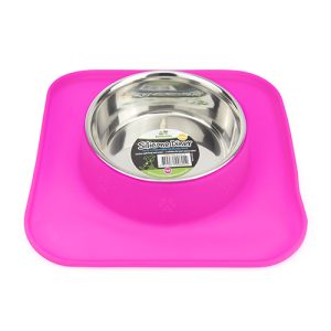 Stainless Steel Bowl with Silicon Diner Mat 540ml - Pink