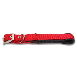 Dog Collar Webbing - Padded 45cm Red