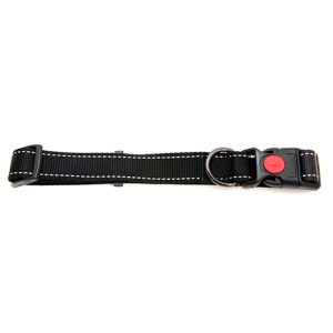 Dog Collar Webbing Reflective Strips 38-65cm Black