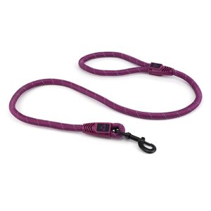 Reflective Rope Dog Lead with Rope Clip (13mm x 120cm) Purple