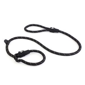 Reflective Rope Dog Lead Slip and Stopper (13mm x 120cm) Black