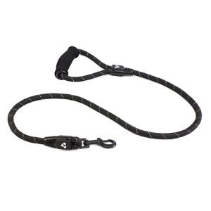 Reflective Rope Dog Lead with Foam Handle (13mm x 120cm) Black