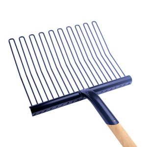 Rubber Mat. Fork Metal Wood Handle Navy